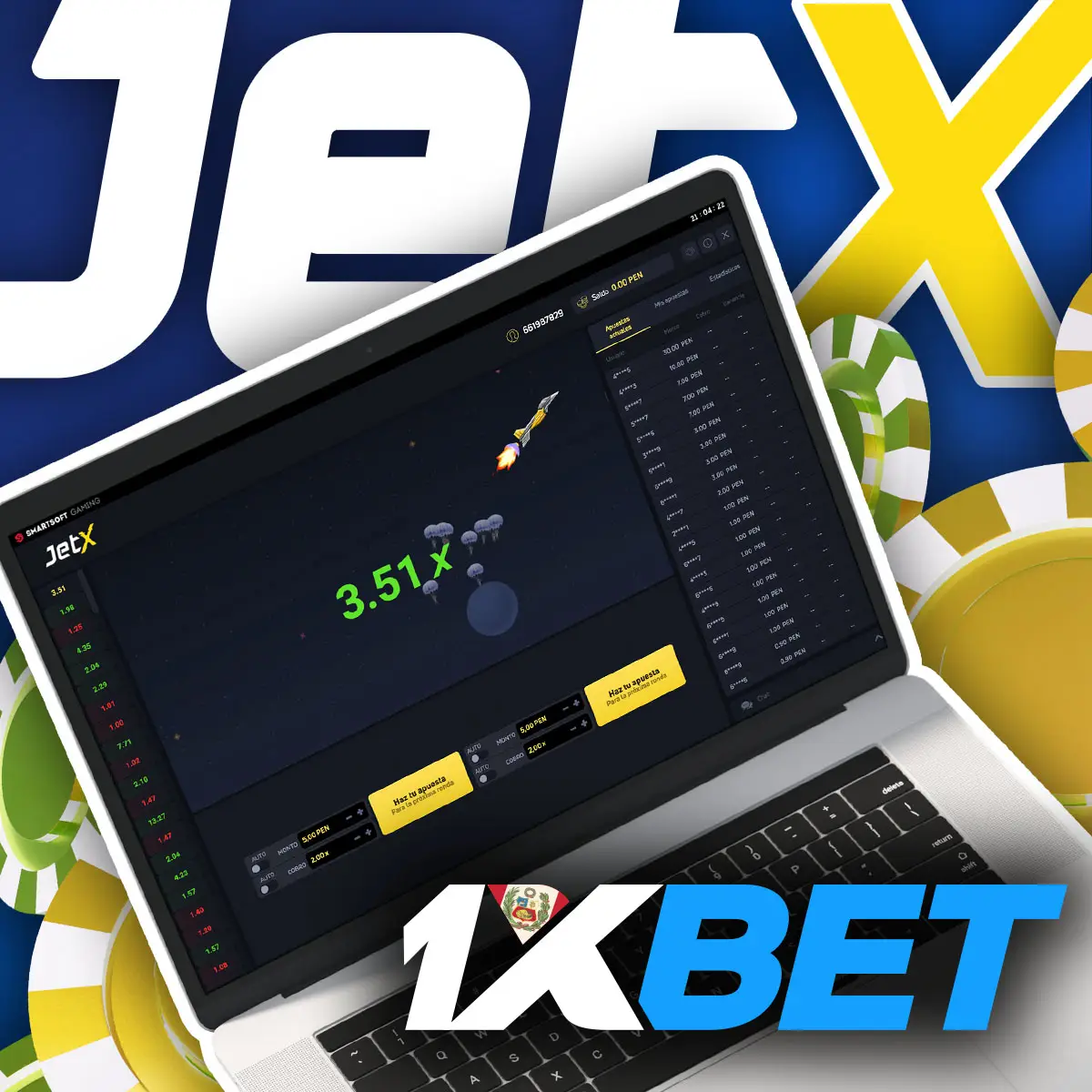 Juega a JetX en el casino en línea 1xbet de Peru