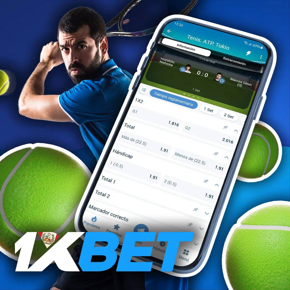 1xBet tiene la mejor app de apuestas de tenis en Perú